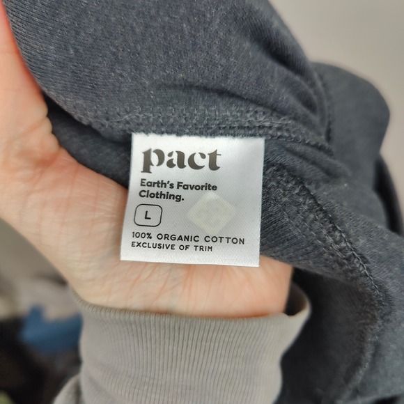 Pact Wide Leg Ankle Pants Womens Large Charcoal Gray 100% Organic Cotton Lounge - Picture 7 of 9